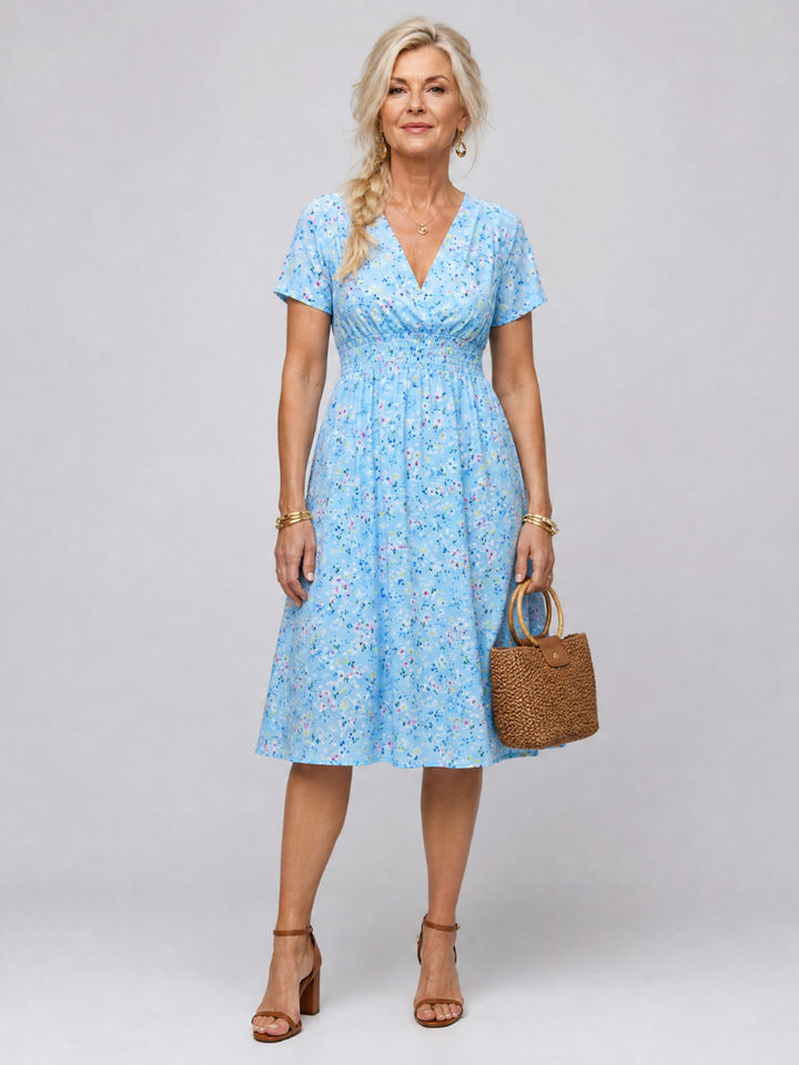 Victoria | Floral V Neck Midi Dress