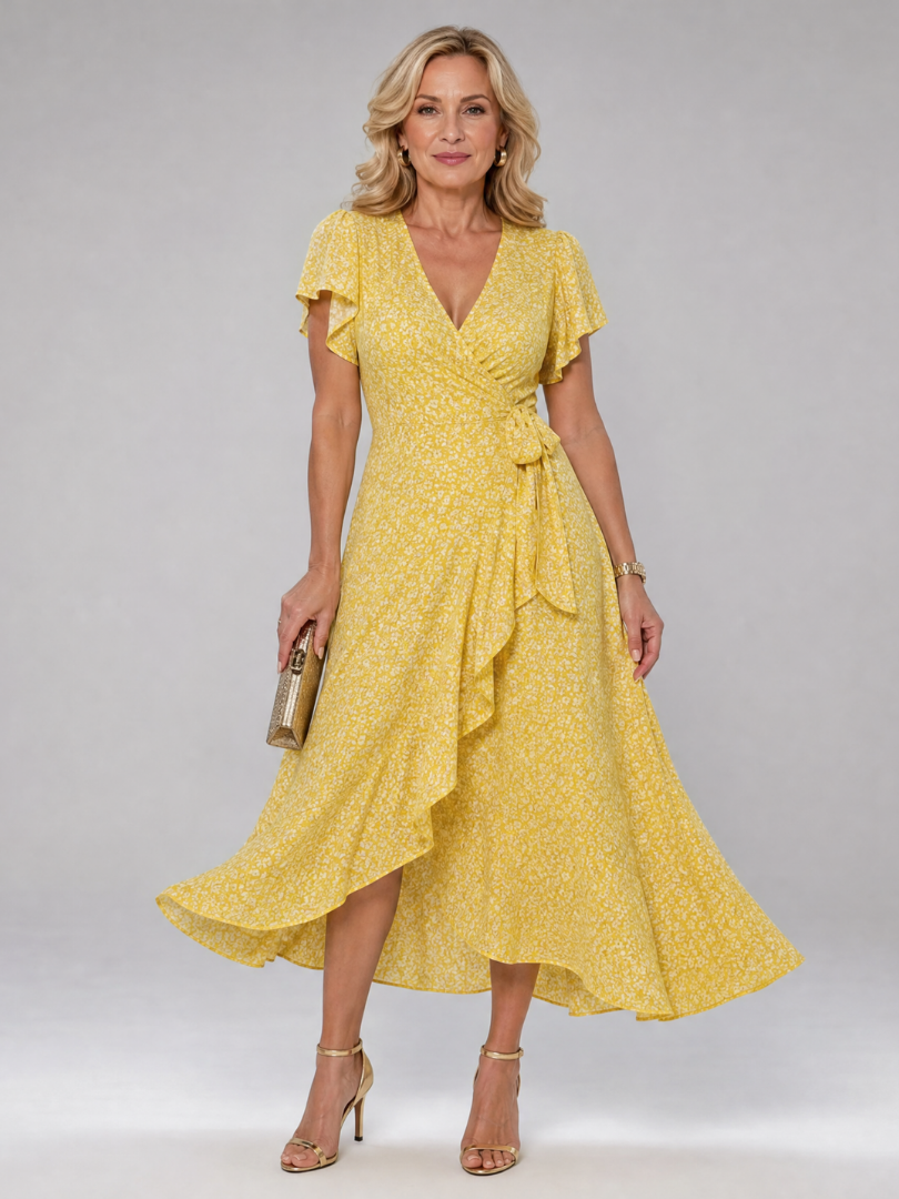 Megan | Floral Wrap Midi Dress