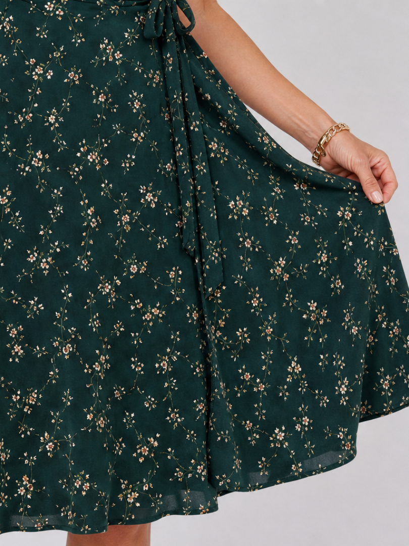 Brooke | Floral Wrap Style Short Sleeve Midi Dress