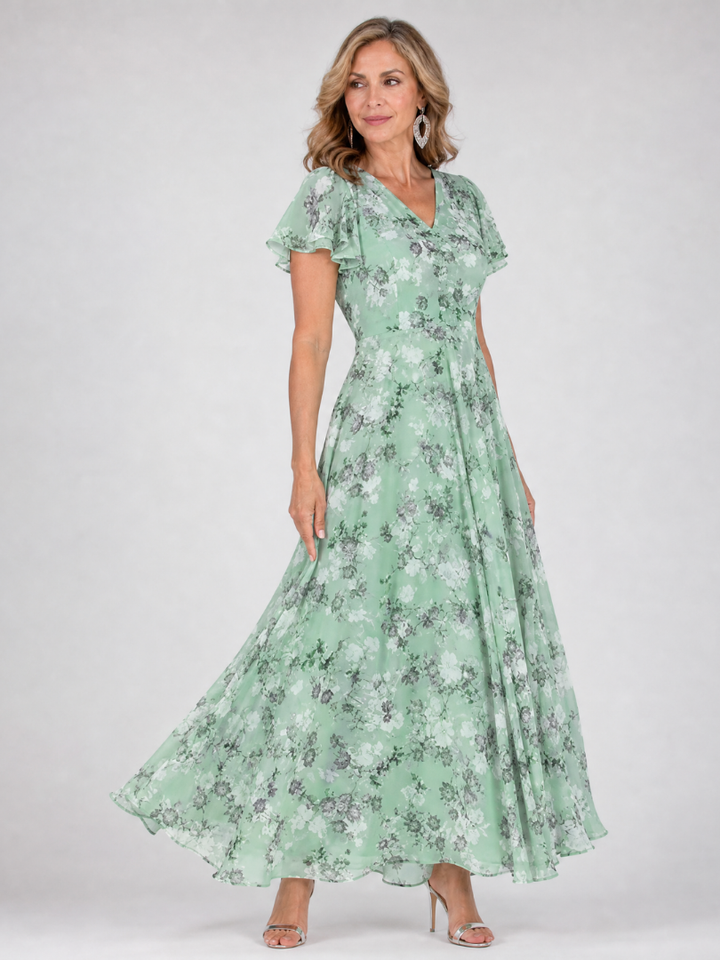 Holly | Floral Short Sleeve Midi Dress