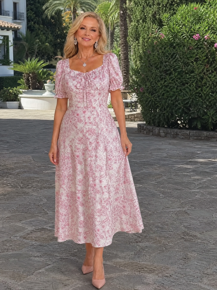 Emma | Floral Square Neck Midi Dress