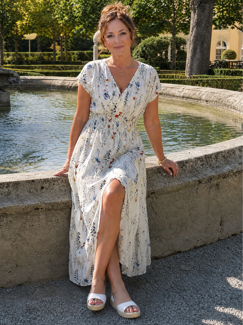 Abigail | Floral V Neck Midi Dress