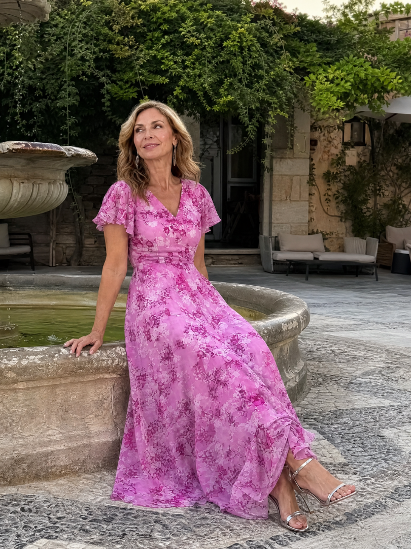 Holly | Floral Short Sleeve Midi Dress