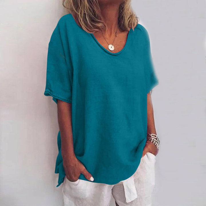 Peony | Classic Loose-Fit Short Sleeve Blouse for Women