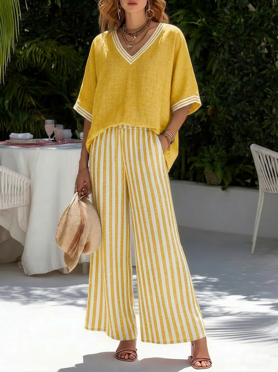 Audrey | Elegant Casual Striped Set